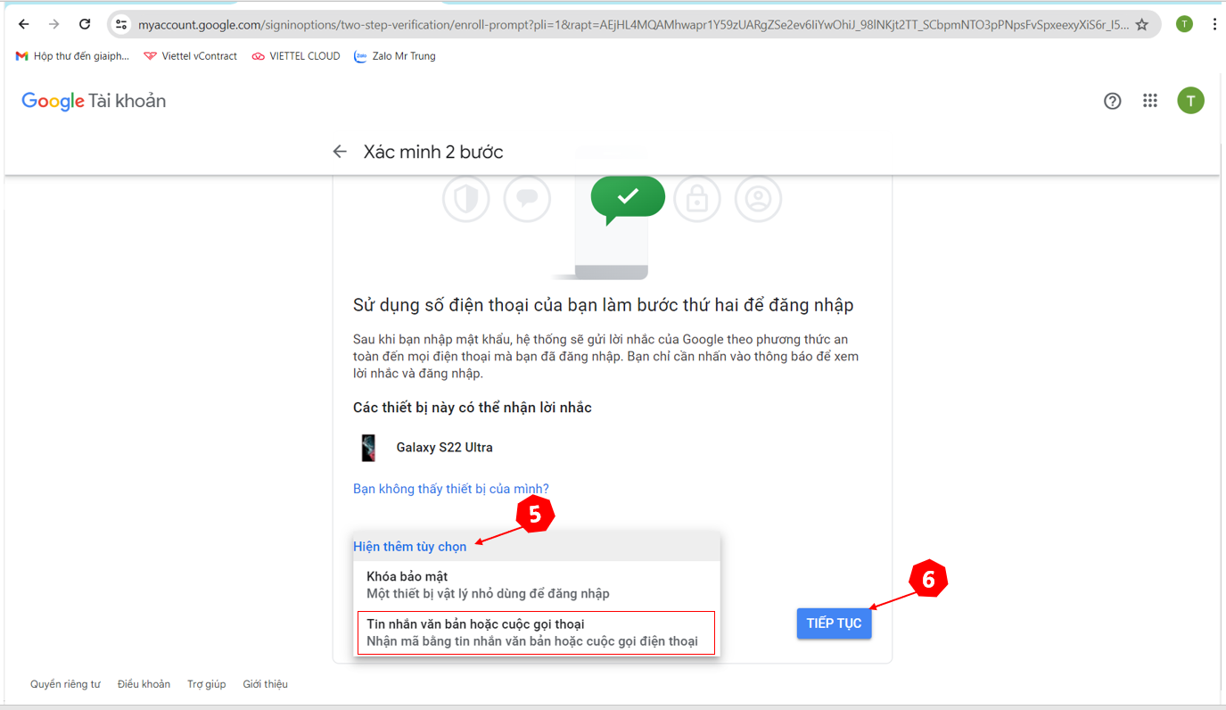 Bật tính năng xác minh 2 bước của Email
